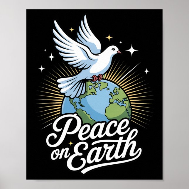 Poster Paz Na Terra Pombo E Globo Fé Natal  (Frente)