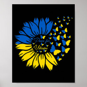 Poster Paz Para A Ucrânia Borboleta Ucraniana De Girassol