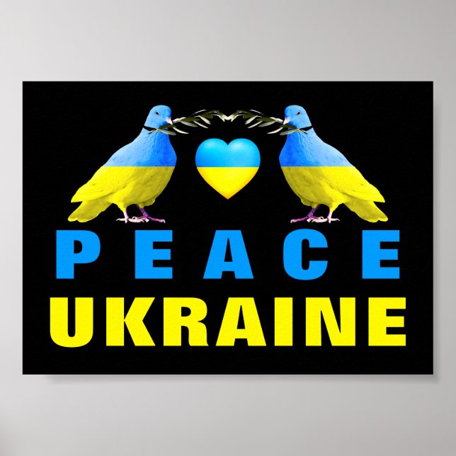 Poster Paz Para A Ucrânia - Liberdade - Coração Da Paz (Frente)