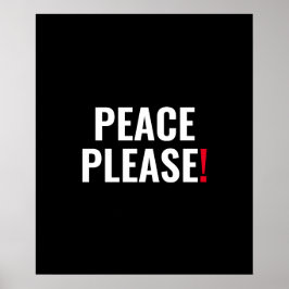 Poster Paz, por favor, texto vermelho-branco preto contra