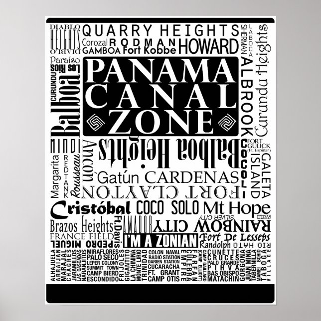 Poster PCZ - Locais da Zona do Canal do Panamá com Borda (Frente)