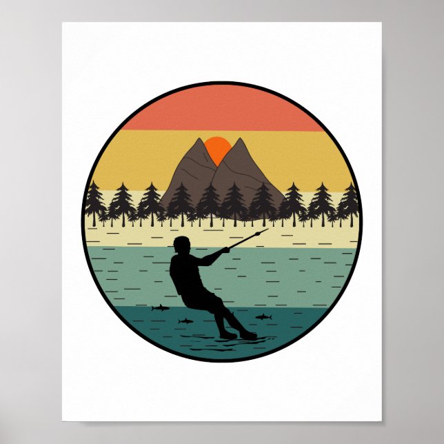 Poster Pé descalço-descalço esqui-água Esporte a motor (Frente)