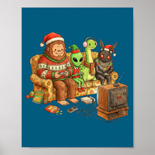 Poster Pé Grande Alienígena Nessie Mothman Jogos Retrô Na