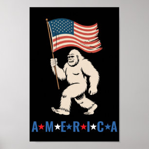 Poster Pé Grande América Patriótico Divertido Sasquatch E