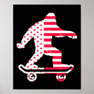 Poster Pé Grande Bandeira da América Skateboarders Skate
