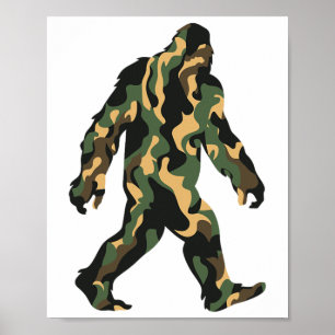 Poster Pé Grande Camuflagem Sasquatch Acampamento ao Ar L