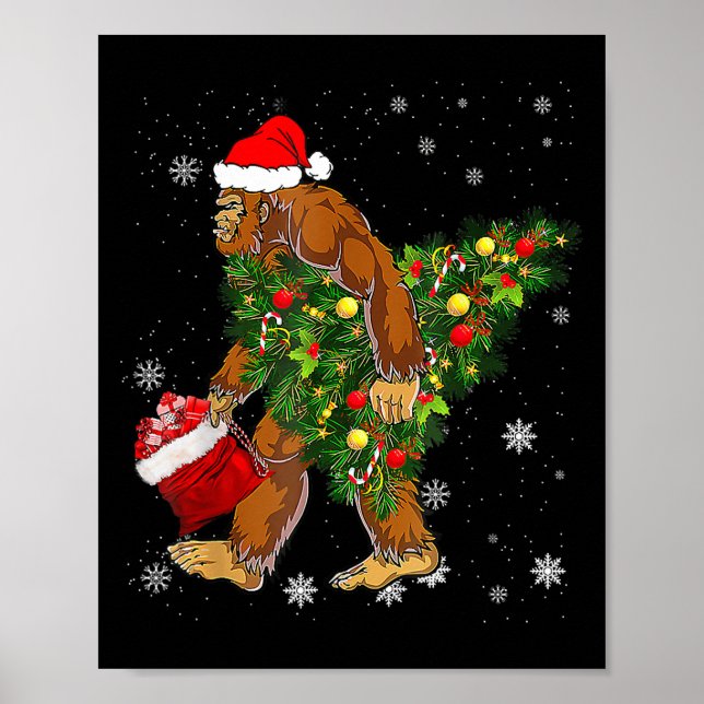 Poster Pé Grande Carregando Árvore de Natal Crença (Frente)