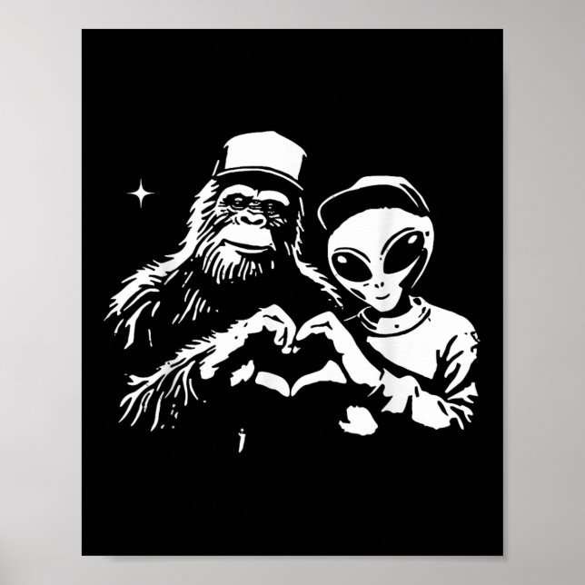 Poster Pé Grande E Alienígena Coração Mãos Namorados Engr (Frente)