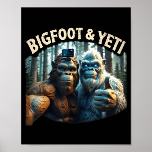Poster Pé-grande e selfie yeti criptozoologia caçador de 