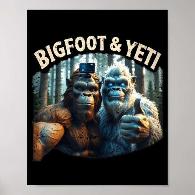Poster Pé-grande e selfie yeti criptozoologia caçador de  (Frente)