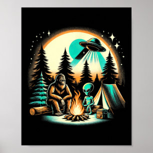Poster Pé-Grande Engraçado & Alienígena Ufo Camping O