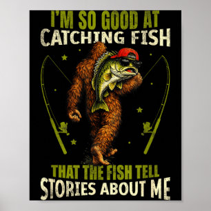 Poster Pé grande engraçado bom em pegar peixes homens pes
