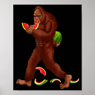 Poster Pé grande engraçado e fatia de melancia verão