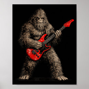 Poster Pé grande engraçado tocando guitarra rock and roll