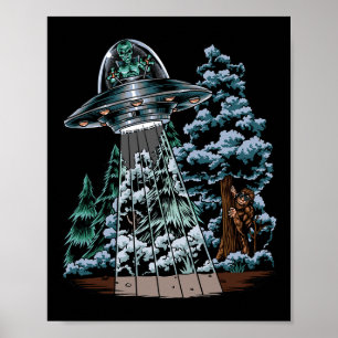 Poster Pé Grande Escondendo-Se Da Alienígena Em Um Ufo At