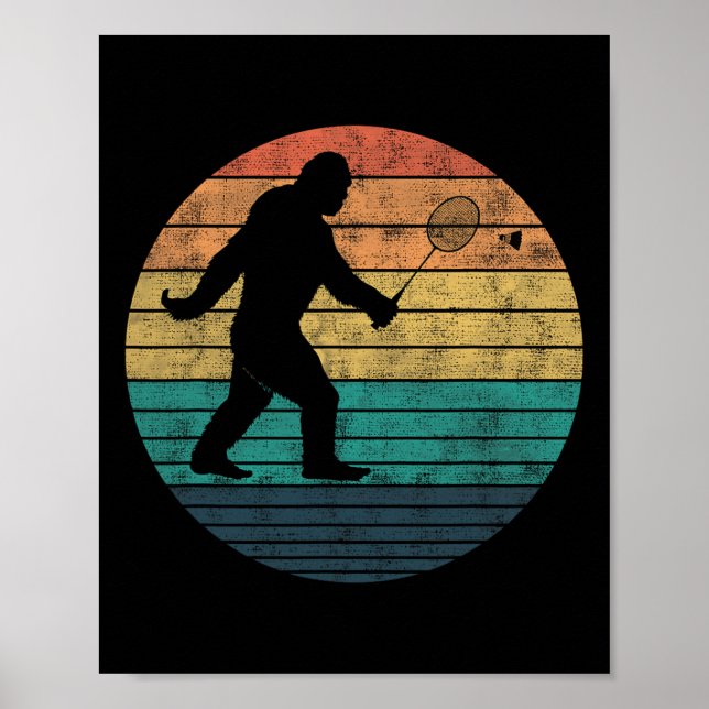 Poster Pé Grande Jogando Badminton Chuttle Engraçado Badm (Frente)