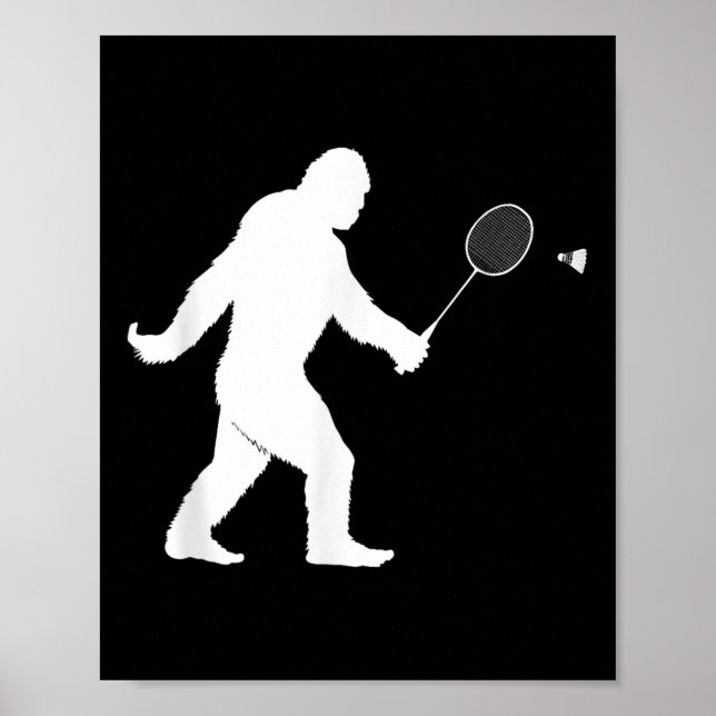 Poster Pé Grande Jogando Badminton Chuttle Engraçado Badm (Frente)