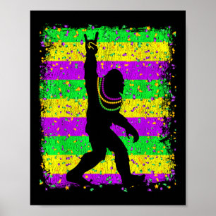 Poster Pé Grande Mardi Gras Sasquatch Homens Engraçados C