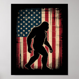 Poster Pé grande patriótico sasquatch EUA 4 de julho