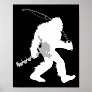 Poster Pé Grande Pé Pescador De Gelo Yeti Com Perfuração