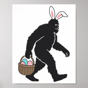 Poster Pé-Grande Sasquatch Bunny Ears Carregando Páscoa O