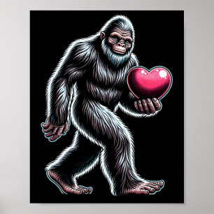 Poster Pé Grande Sasquatch Coração Engraçado Homens Crian