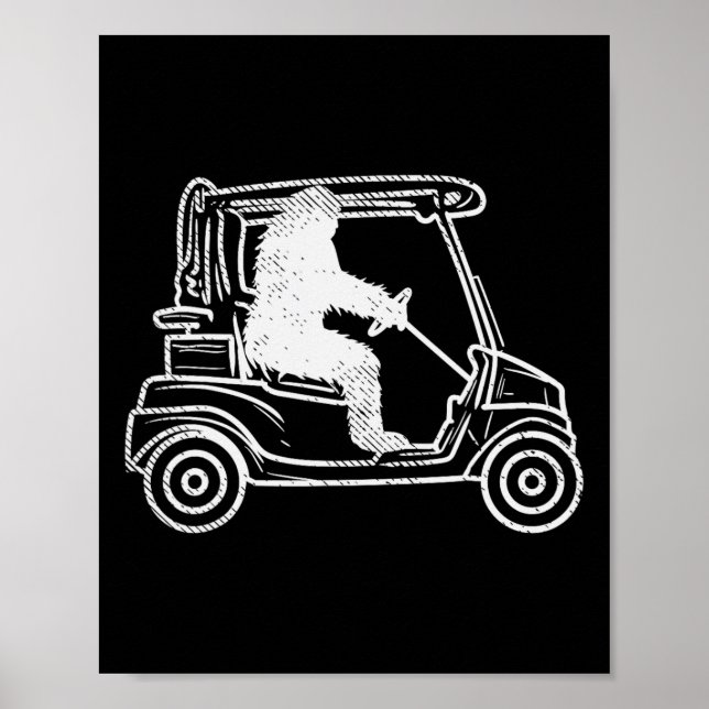 Poster Pé Grande Sasquatch Dirigindo Golfe Carrinho Engra (Frente)