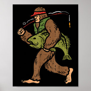 Poster Pé Grande Sasquatch Pescaria Divertida Pescador Ho