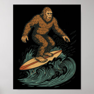 Poster Pé Grande Surfando Arte Retro de Praia de Criptozo