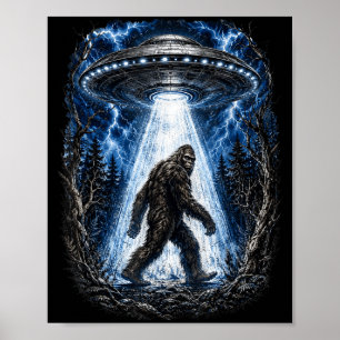 Poster Pé grande ufo alienígena abdução engraçado sasquat