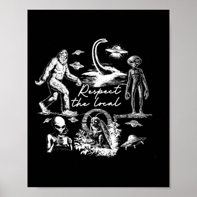 Poster Pé-Grande Wendigo Críptido Caça OVNI Alien Respeit (Frente)