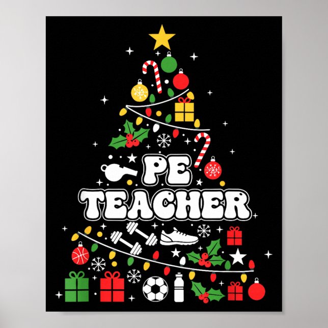 Poster Pe Physical Education Teacher Christmas Tree Women (Frente)