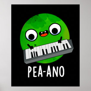 Poster Pea-ano Música Engraçada Veggie Pea Pun Dark BG