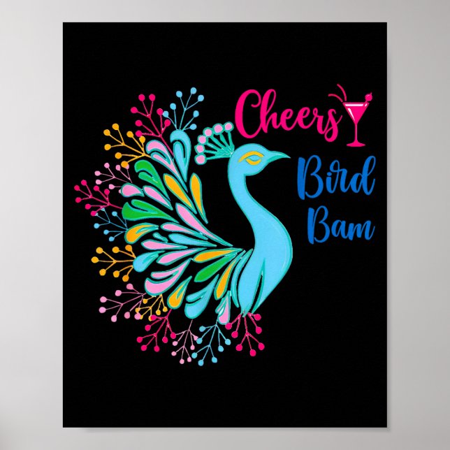 Poster Pea Mahjong Cheers Bird Bam Chinese Mah Jong Wine  (Frente)
