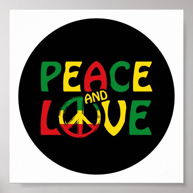 Poster PEACE and LOVE, estilo reggag (Frente)