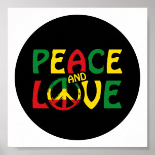 Poster PEACE and LOVE, reggae style