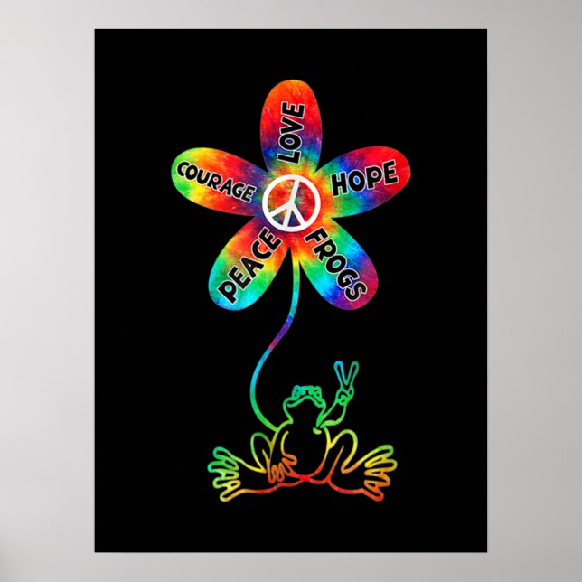Poster Peace Courage Love Hope Sapos Hippie (Frente)