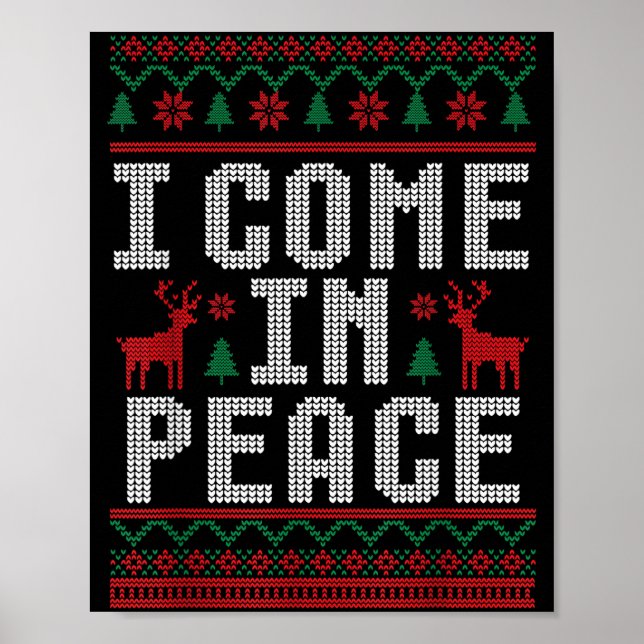 Poster Peace I Come In Peace Couple Matching Ugly Christm (Frente)