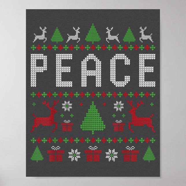 Poster Peace I Come In Peace Couple Matching Ugly Christm (Frente)