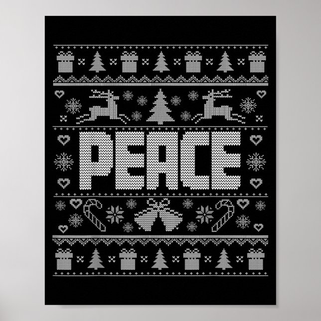 Poster Peace I Come In Peace Couple Matching Ugly Christm (Frente)