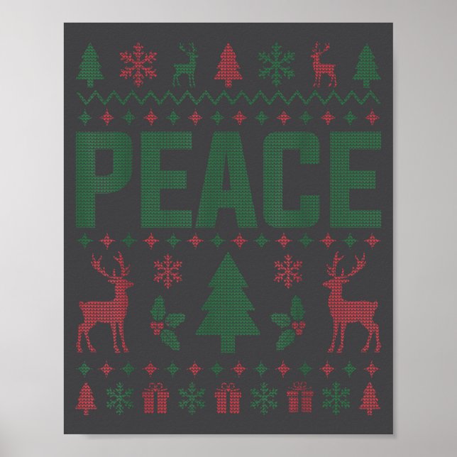 Poster Peace I Come In Peace Couple Matching Ugly Christm (Frente)