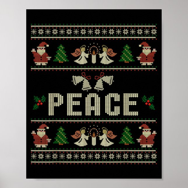 Poster Peace I Come In Peace Couple Matching Ugly Christm (Frente)
