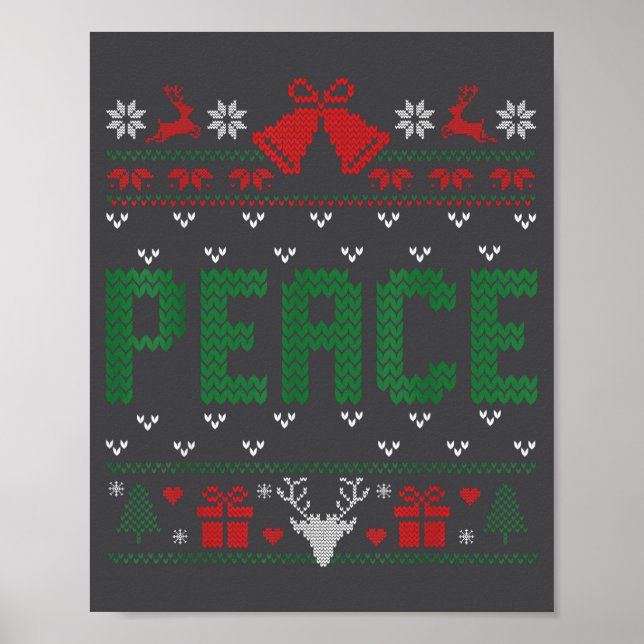 Poster Peace I Come In Peace Couple Matching Ugly Christm (Frente)