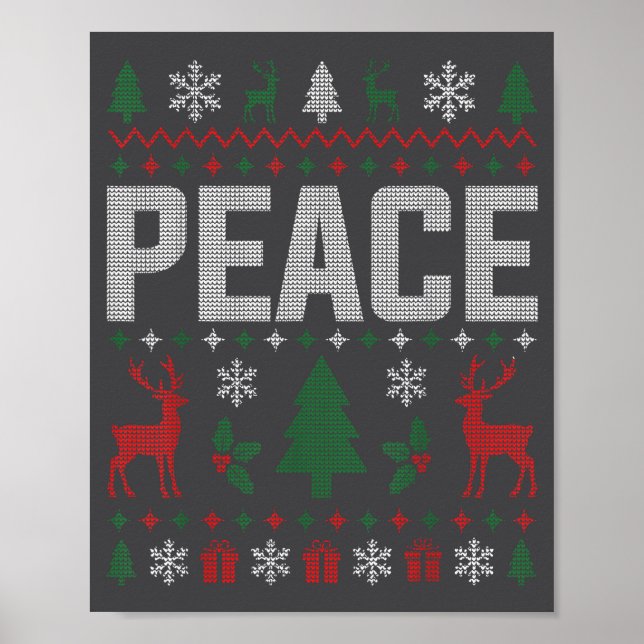 Poster Peace I Come In Peace Couple Matching Ugly Christm (Frente)