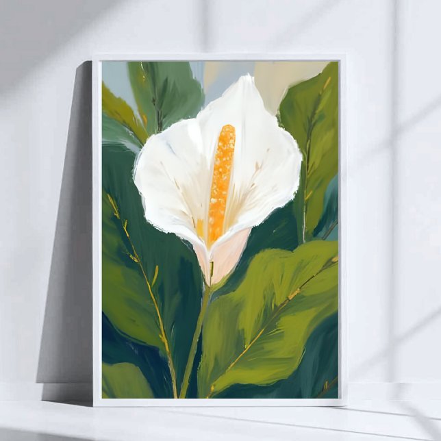 Poster Peace Lily Flower Painting Watercolor (Criador carregado)