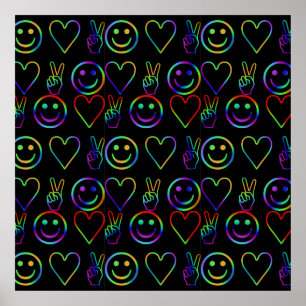 PÔSTER PEACE , LOVE  AND HAPPINESS