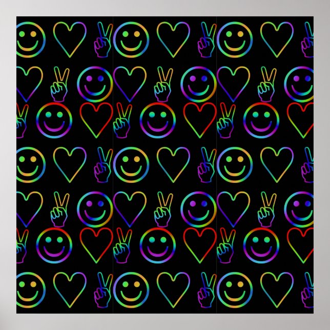 PÔSTER PEACE , LOVE  AND HAPPINESS (Frente)