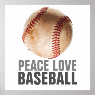Poster Peace Love Baseball Single Motivational Trabalho d