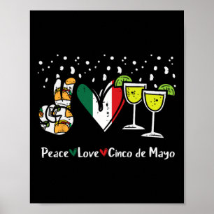 Poster Peace Love Cinco De Mayo Party Fiesta Mulher Mexic
