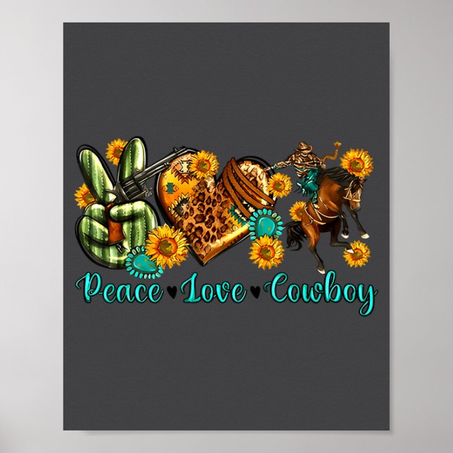 Poster Peace Love Cowboy Western Rodeo Rodeo Life Western (Frente)